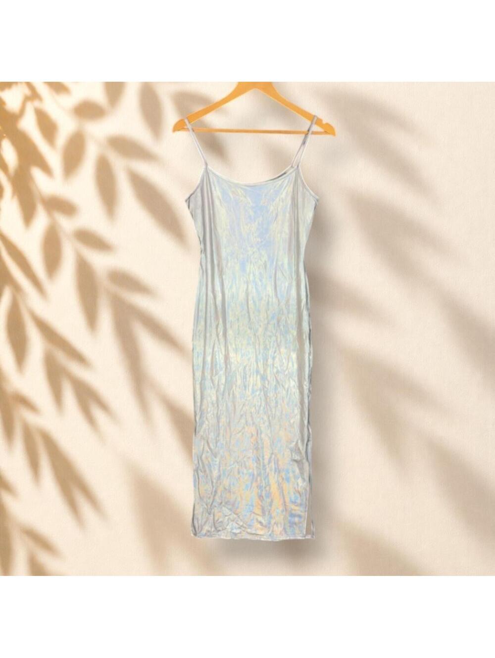 Forever Rose Dress Women M Medium Gray Maxi Long Sleeveless Round Neck Casual